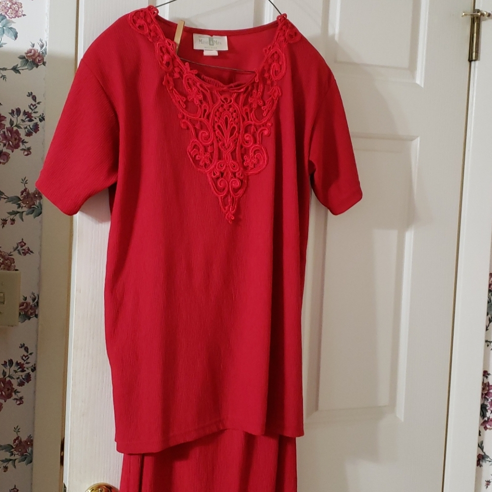 Two piece matching skirt and overtop